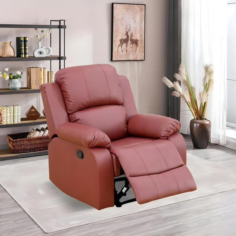 Fauteuil inclinable Dewaun, Similicuir rouge