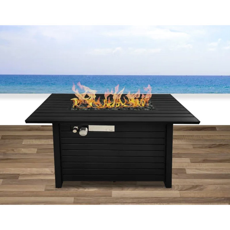Table de foyer d'extérieur en acier avec couvercle, H 25 po x l 42 po - Transforme votre patio en un couvercle élégant parfait pour les rassemblements