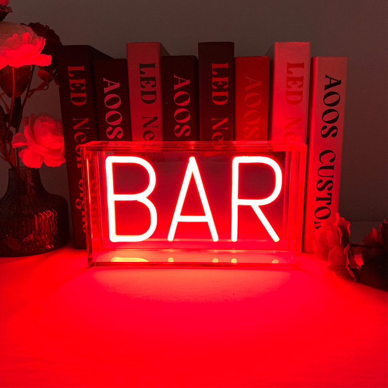 Bar 10" LED Neon Sign Box