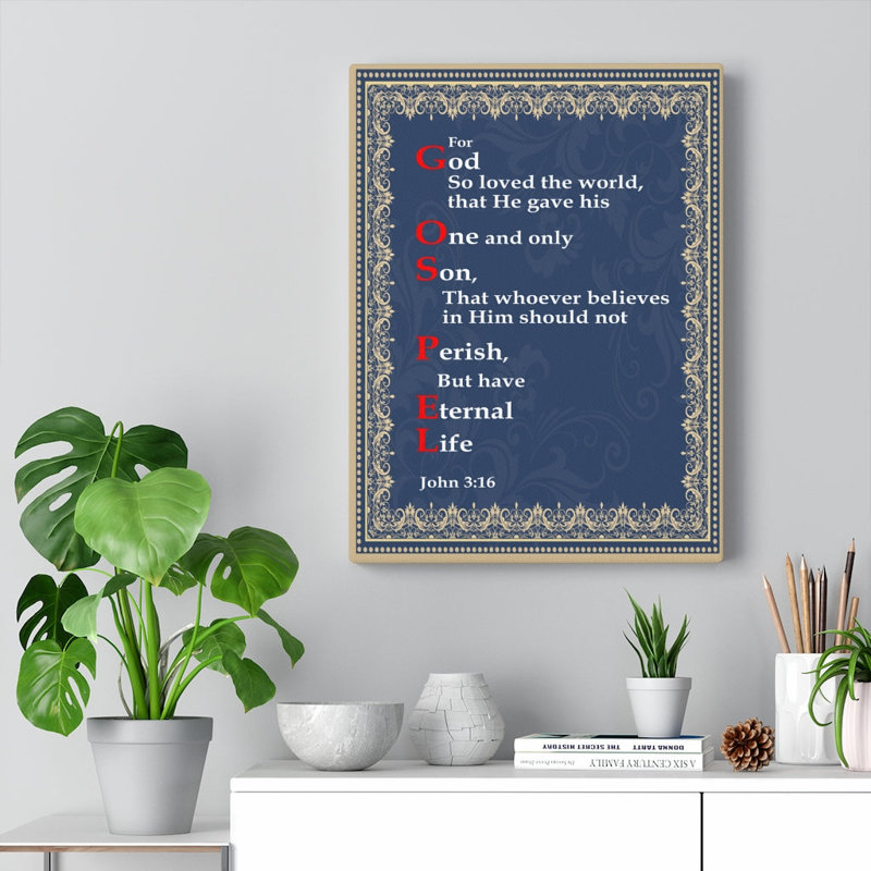 Gospel John 3:16 - Wrapped Canvas Print, 61cm H x 46cm W