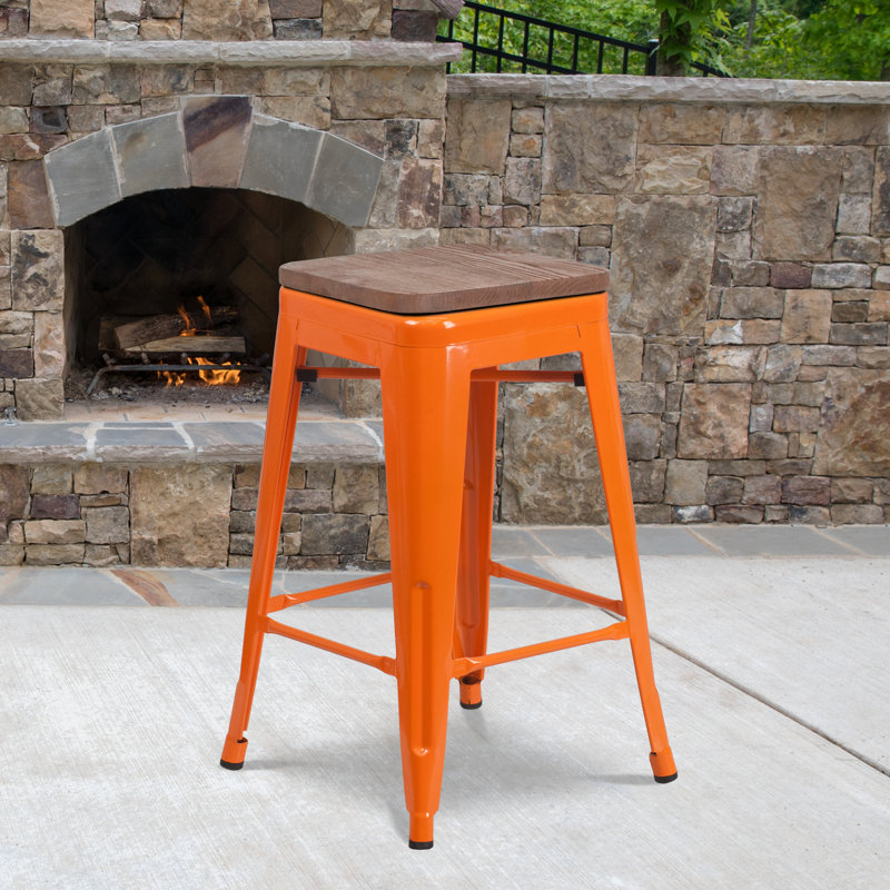 Tabouret à hauteur de comptoir 24 po Gladus, Orange, Tabouret de comptoir (assise de 24 po de hauteur), 1