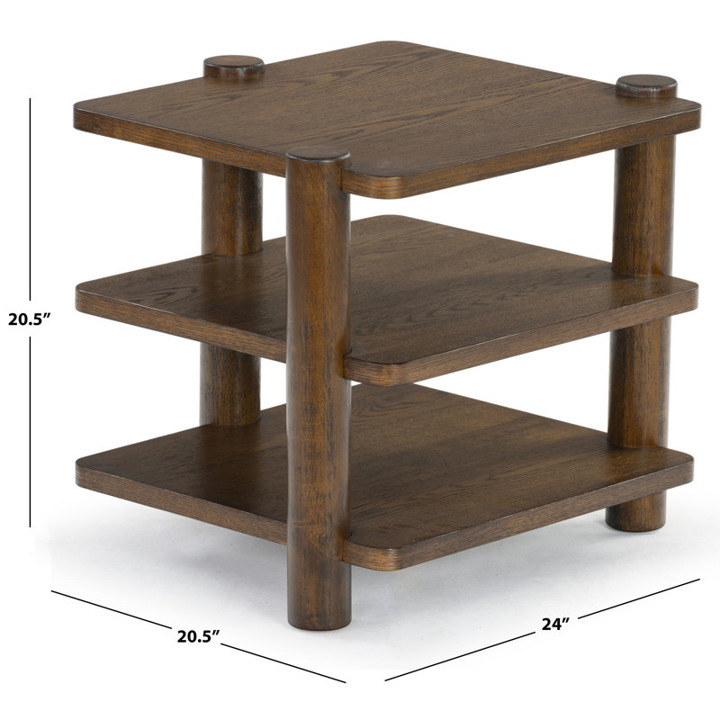 Hepburn 3 Shelf Wood Accent Table, Medium Oak