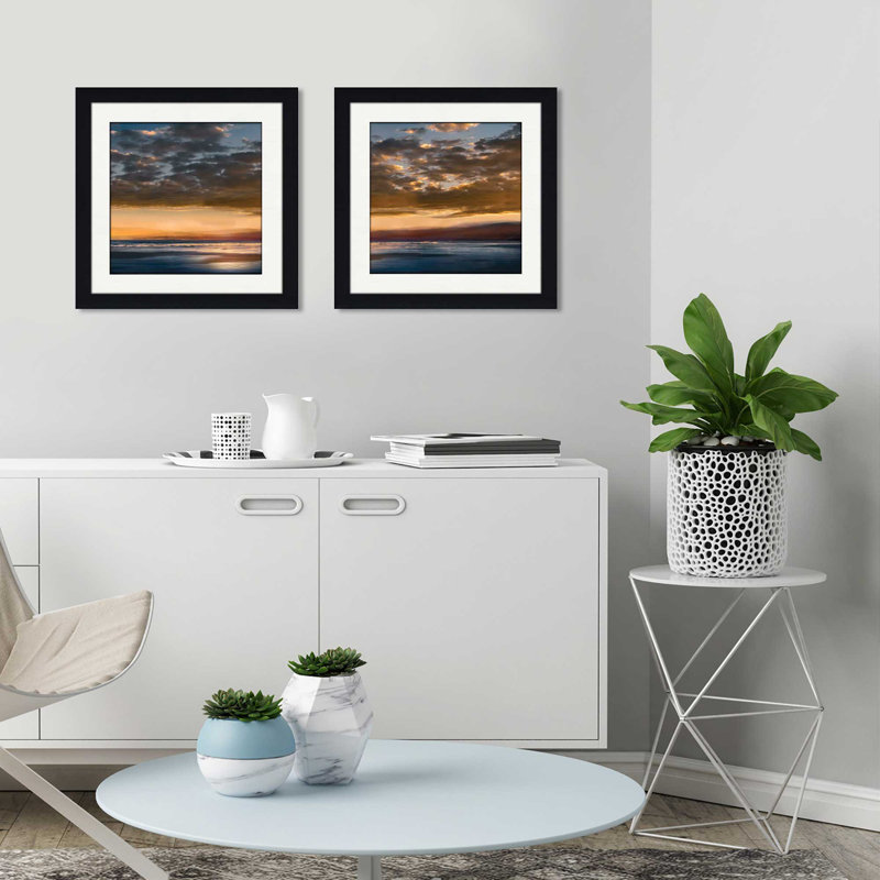 « a rêve away », ensemble de 2 reproductions de peintures à l’acrylique encadrées, Blanc mat, H 16,5 po x l 33 po x P 1 po