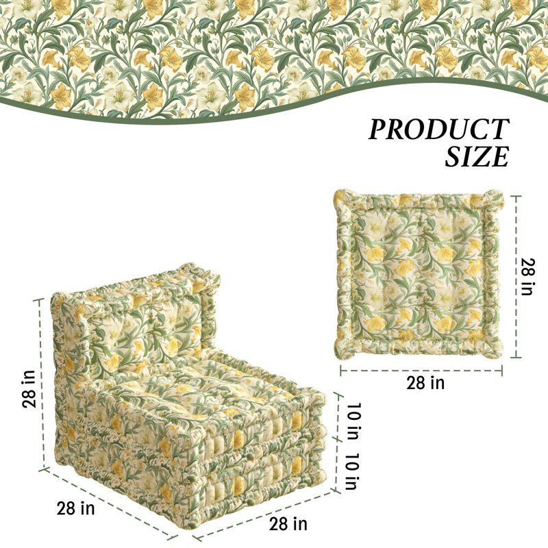 Canapé modulaire en velours bohémien Dakota Fields, Motif floral bleu