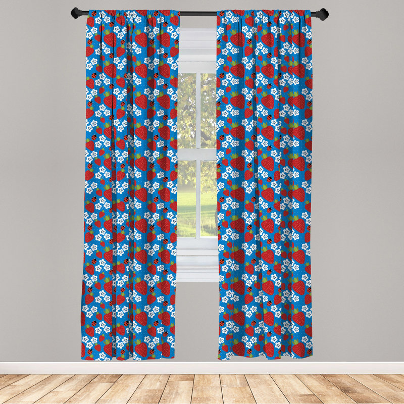 Paire de rideaux semi-transparents avec passe-tringle Ladybug, 28 po x 84 po