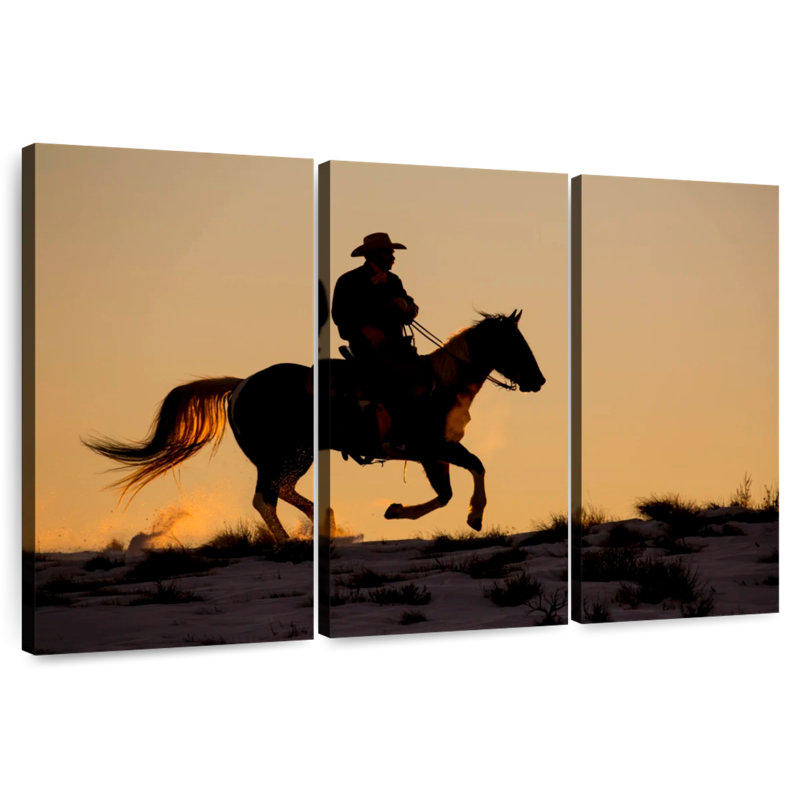 Lelar Cowboy On Horse, 28" H x 45" W