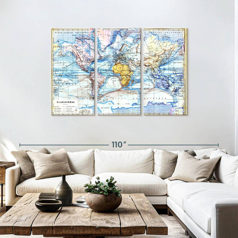 Aletra Planisphere Old Map, 48" H x 74" W