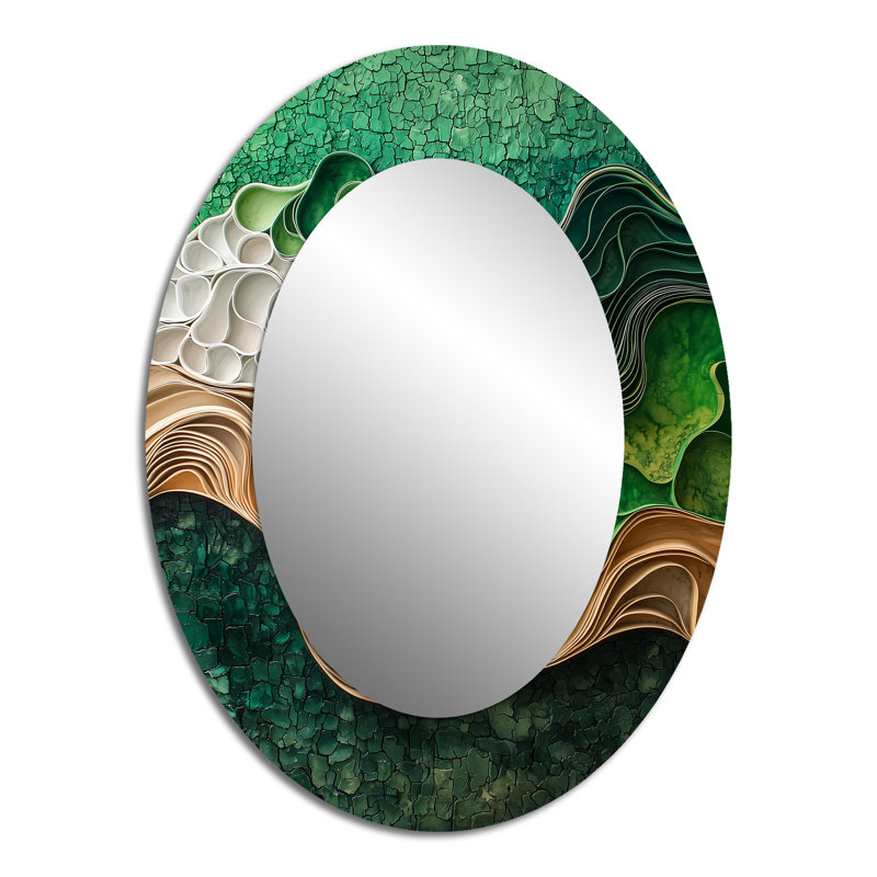 Biomorphism Earth Ephemeral Pathways VII - Modern Oval Wall Mirror, 40" x 30"