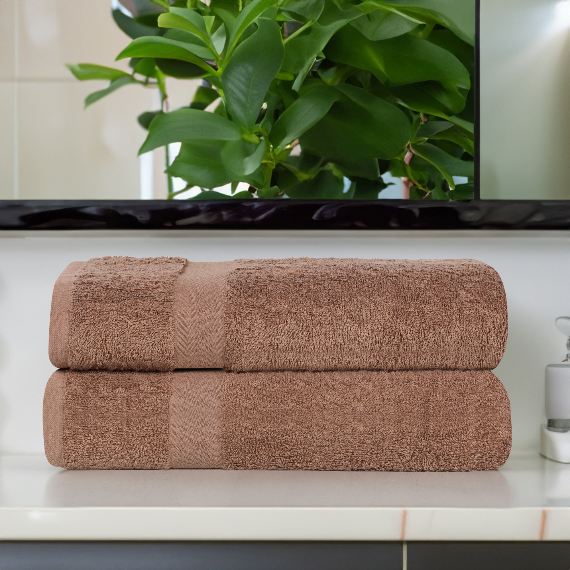 Glenlee 2 Piece Eco-Friendly 100% Cotton Bath Sheet Towel Set, Latte