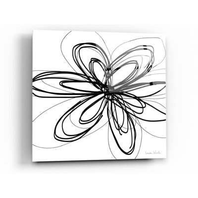 «Black Ink Flower I» par Linda Woods, art mural en verre acrylique