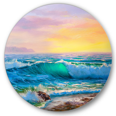 " Blue Waves Breaking At The Beach IV " Painting Print
