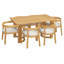 Ensemble de table de salle à manger 7 pièces pour 6 personnes, table de cuisine rectangulaire avec 6 chaises rembourrées, ensemble de salle à manger en grain de bois pour la salle à manger-133589223
