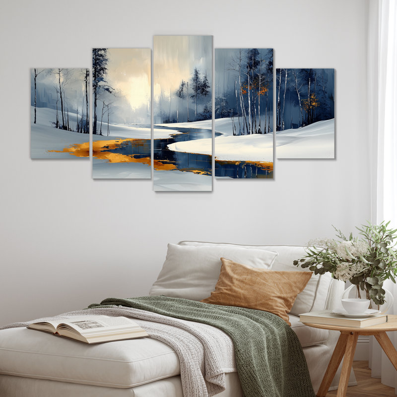 «Gold Frosted Morning II», ensemble d'art sur toile de Noël