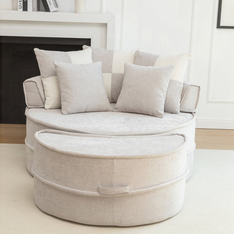 Canapé avec repose-pieds et repose-pieds Chenille, Gris