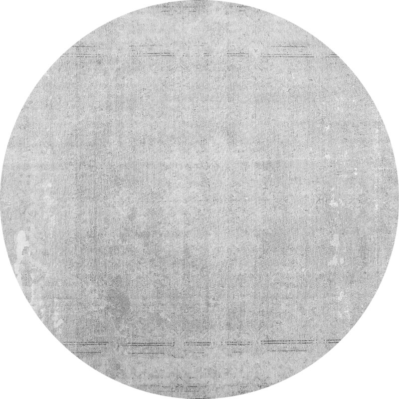 Tapis oriental gris clair / gris foncé en chenille tissé à la machine Shorsey, Rond 3 pi