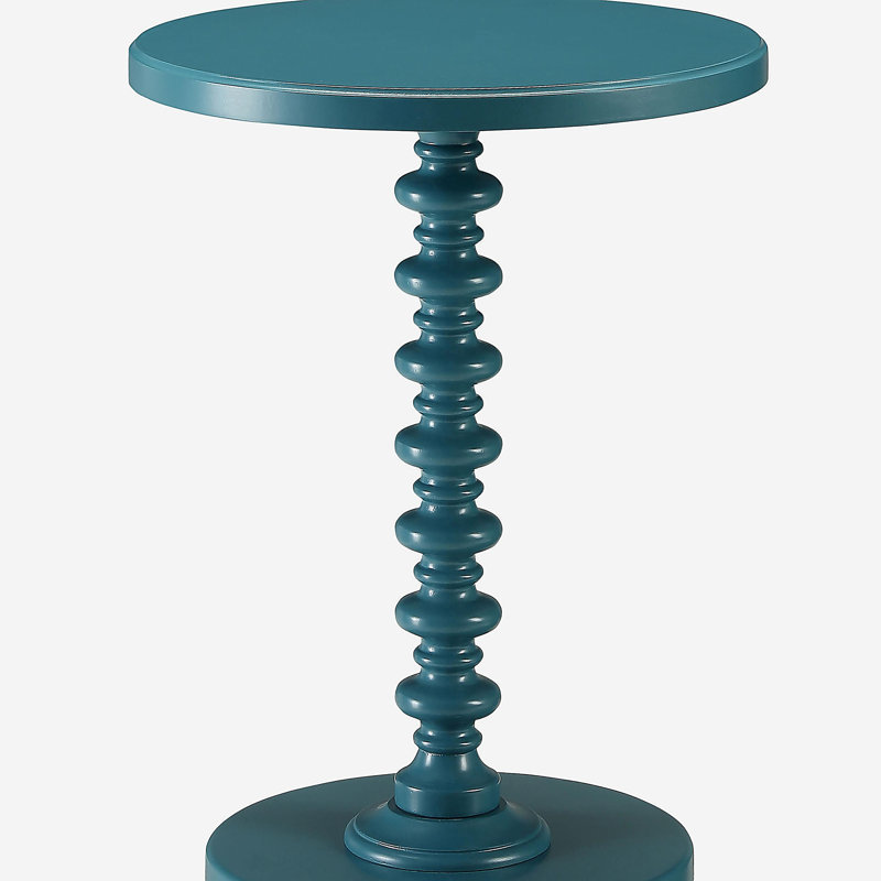 Table d'appoint circulaire bleue en bois, Sarcelle