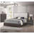 1 Two-Drawer Bedside Table with Chrome Accents, Grey Country Style Bedroom Wooden Furniture