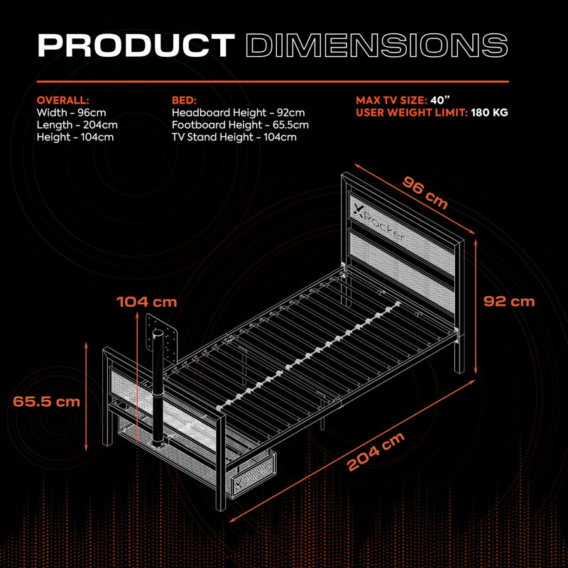 X Rocker Basecamp TV Gaming Bed, Black
