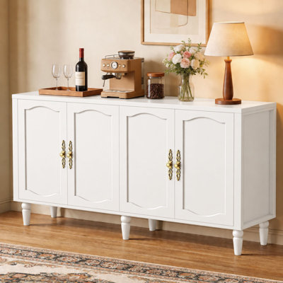 63'' W Sideboard Buffet Cabinet, Kitchen Storage Cabinet With 4 Doors And Adjustable Shelves