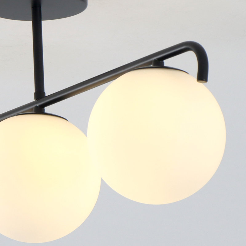  Driscilla 3-Light 27 Inch Linear Pendant Light Globe Opal Glass  G9 LED Bulb Included Traditional Vintage Style, Matte Black