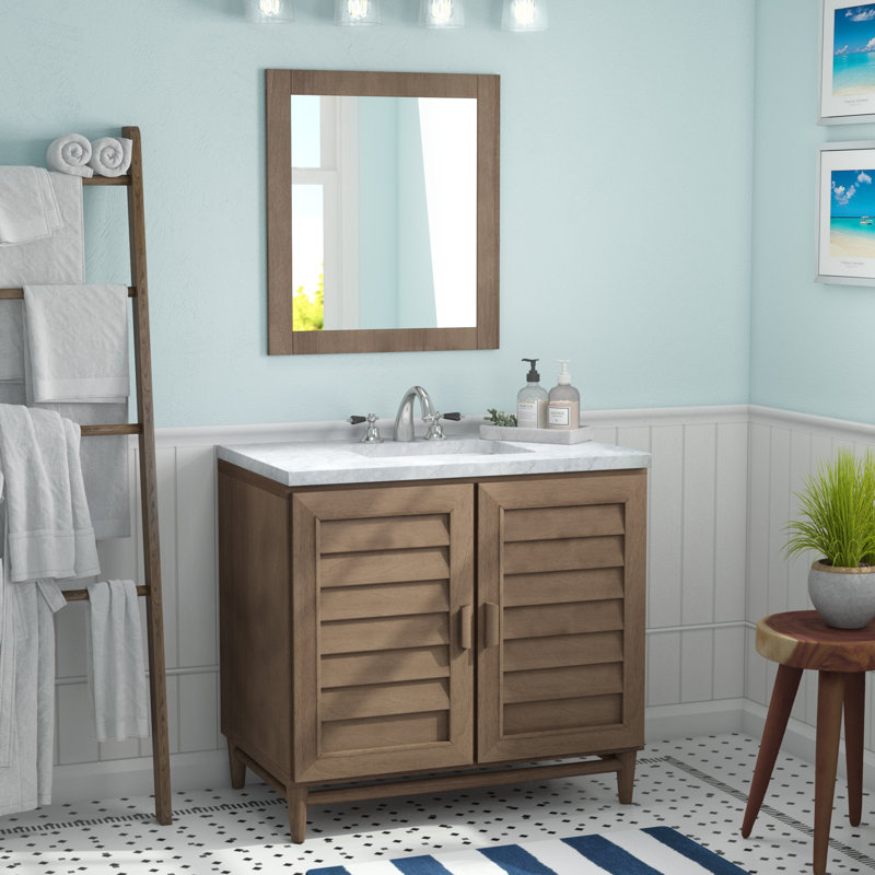 Broeder 36'' Single Bathroom Vanity with Top, Whitewashed Walnut, Lime Delight, 8" Widespread