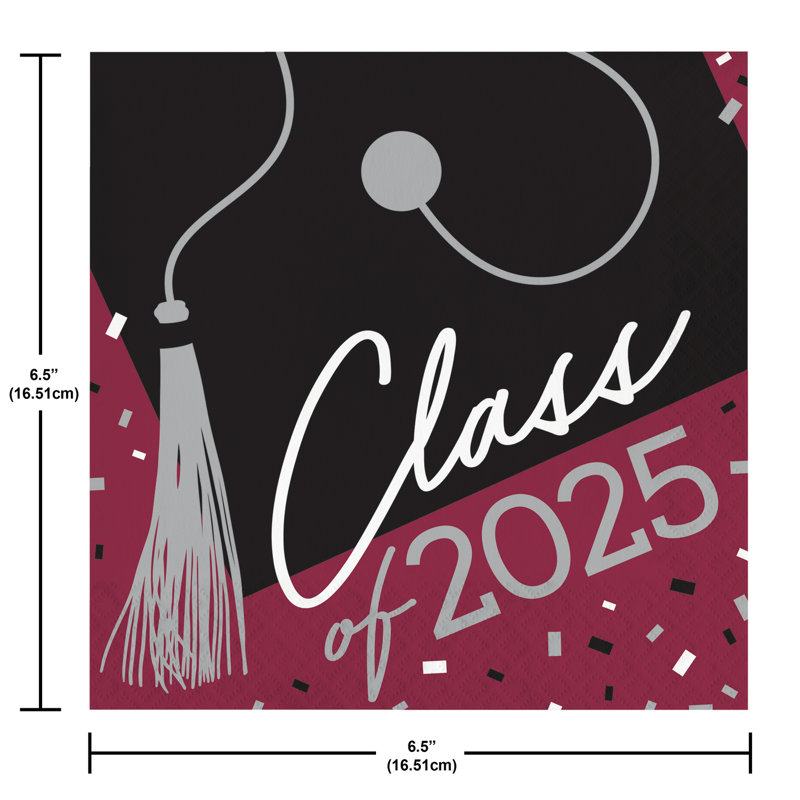 Creative Converting School Spirit Class of 2025 Paper Dinner Napkins, 108 ct., Choose Color, Burgundy