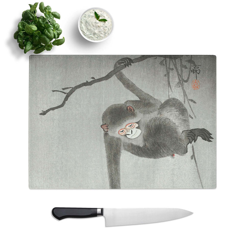 Glass Monkey by Ohara Koson Chopping Board, 39 cm W x 28.5 cm L