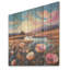 Thistle Flower Field Sunset - Art mural en bois sur bois de pin naturel-1378264681