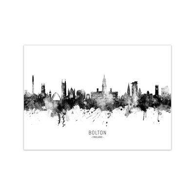Bolton England Skyline Black White City Name by Michael Tompsett - 1 Piece Wall Art
