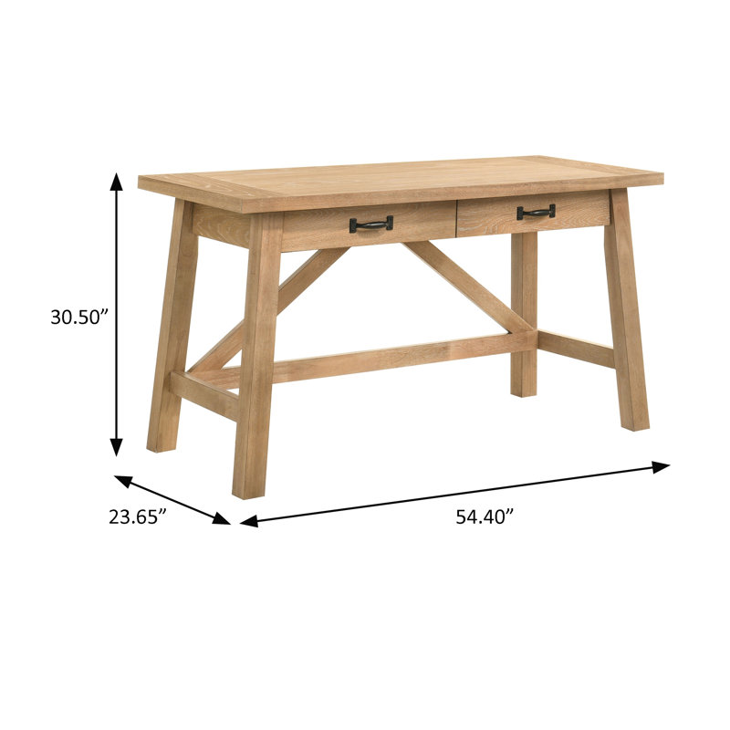 54.4" W Transitional Writing Desk, Brown