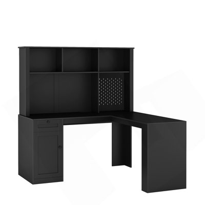 L Shaped Desk With Charger,Computer Desk With Drawers,Bookshelf,Modern Corner Desk,Home Office Desk,L-Shaped Study Table Writing Desk,Carbon Fiber Gaming Computer Desk With Storage,Black