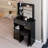 29.2" Small Size Left Drawer Desktop Vanity Table + Cushioned Stool, Extra Large Right Sliding Mirror, Multi Layer High Capacity Storage, Practical Fashionable Dresser, Suitable For Small Space-206913499