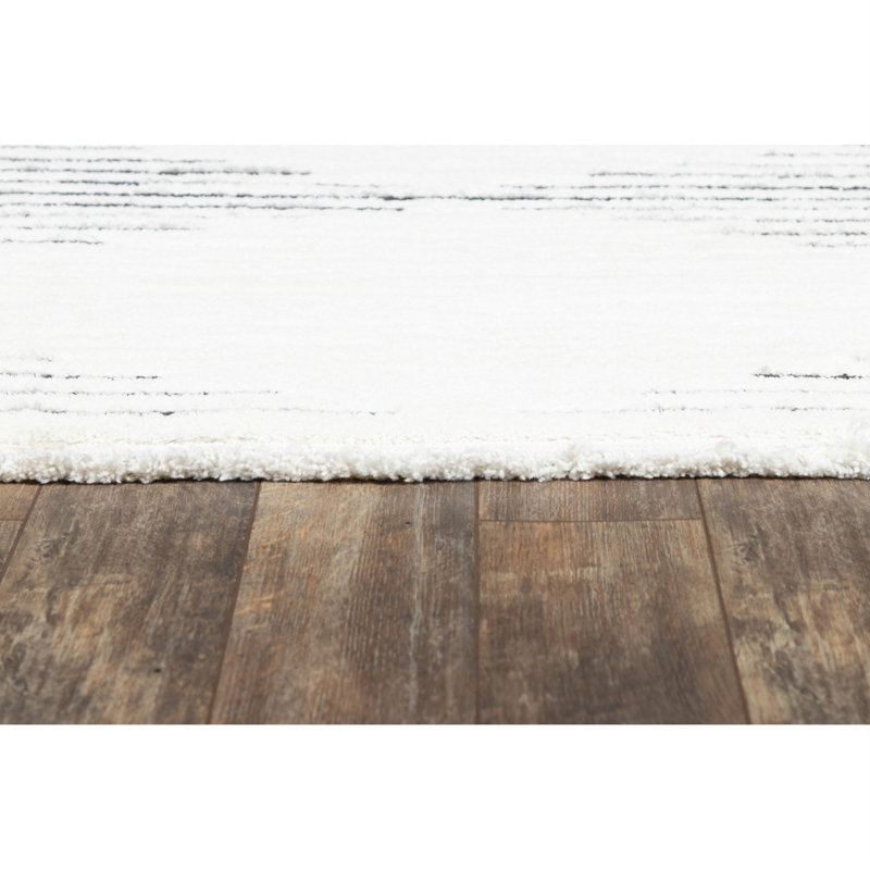 Tapis ivoire à motif géométrique, Rectangle 9 pi 10 po x 12 pi 10 po