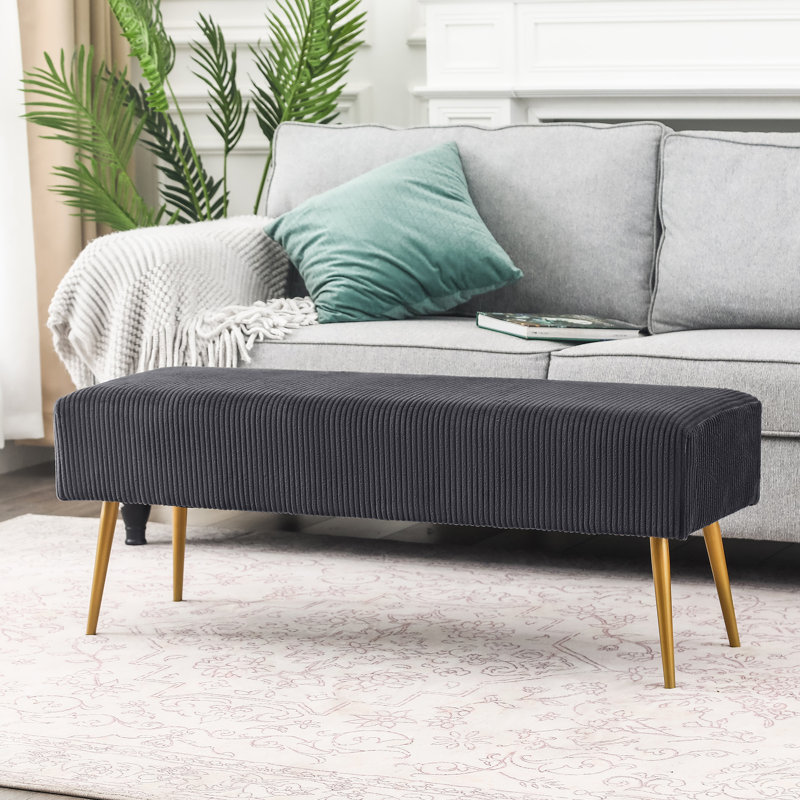 Fawad Velvet Upholstered Bench, Dark Gray