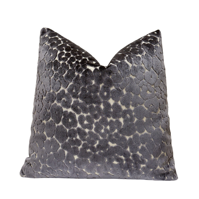 Animal Print Velvet Throw Pillow Cover, 20"H x 20"W, Gray