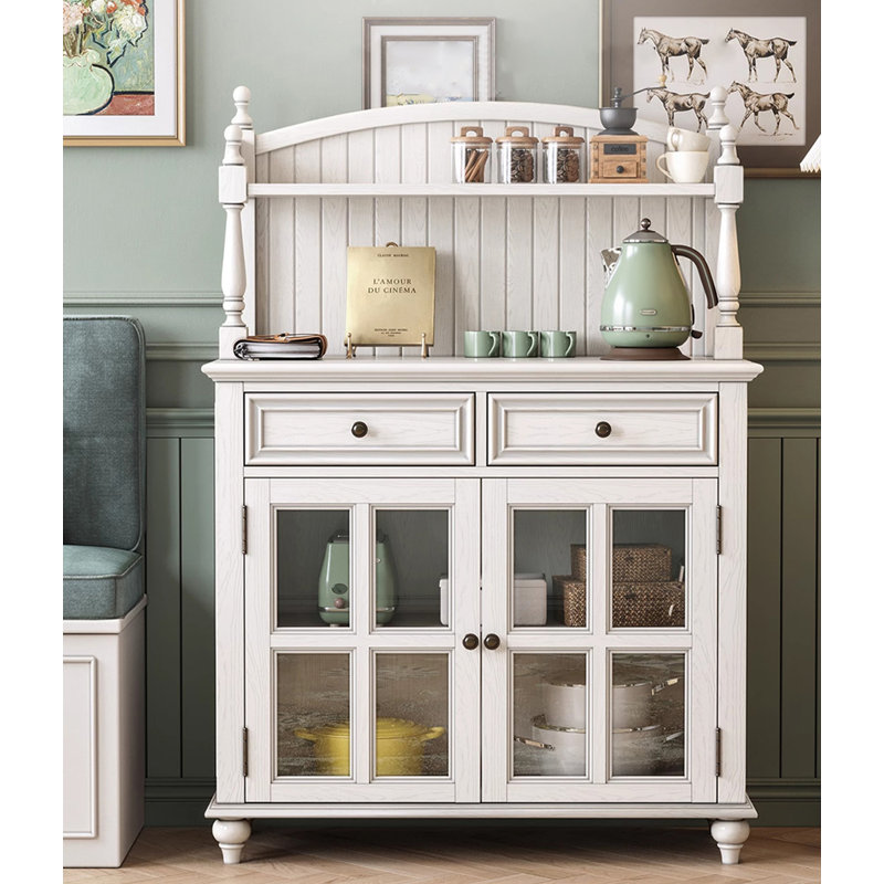 Petite armoire d'appoint multifonctionnelle en bois massif, Blanc