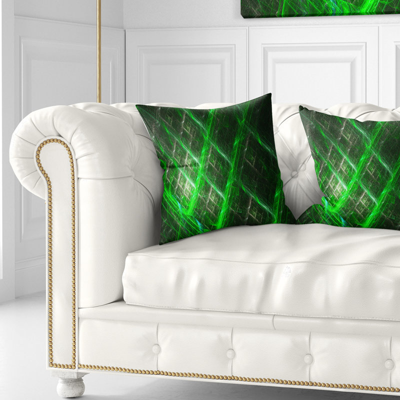 Grille en métal abstrait - coussin à imprimé abstrait, Vert, 16 po x 1 po, Coussin décoratif