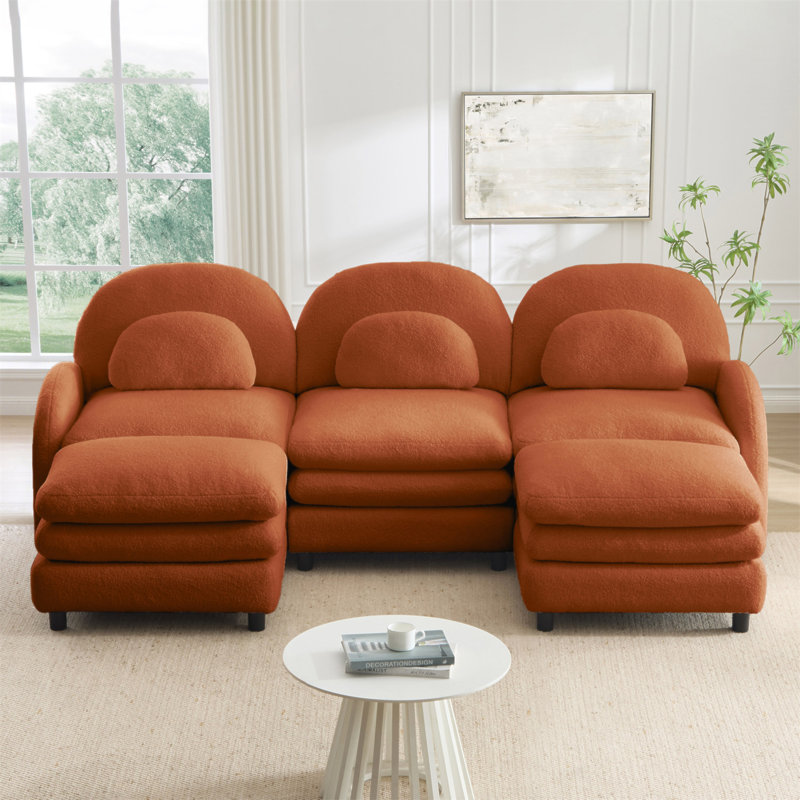 Canapé 3 places Teddy, Orange, H 35,4 po x l 98,2 po x P 55,5 po