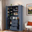 Armoire de cuisine autoportante avec 4 portes, 3 tiroirs, 6 tablettes de porte, tablettes amovibles et 6 porte-bouteilles-1627284009
