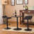 Round Top Adjustable Height Bar Table And Swivel Black Bonded Leather Adjustable Bar Stool Bar Sets-1660295968-1660295974