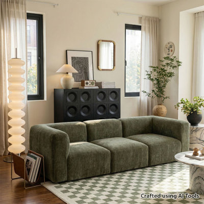 Chenille Modular Sectional Sofa, Deep Seating Convertible Lounge Couch with Flexible Configuration