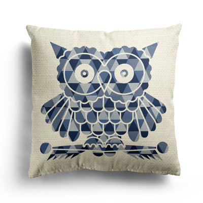 Coussin Owl - Triangles In Blue Shades