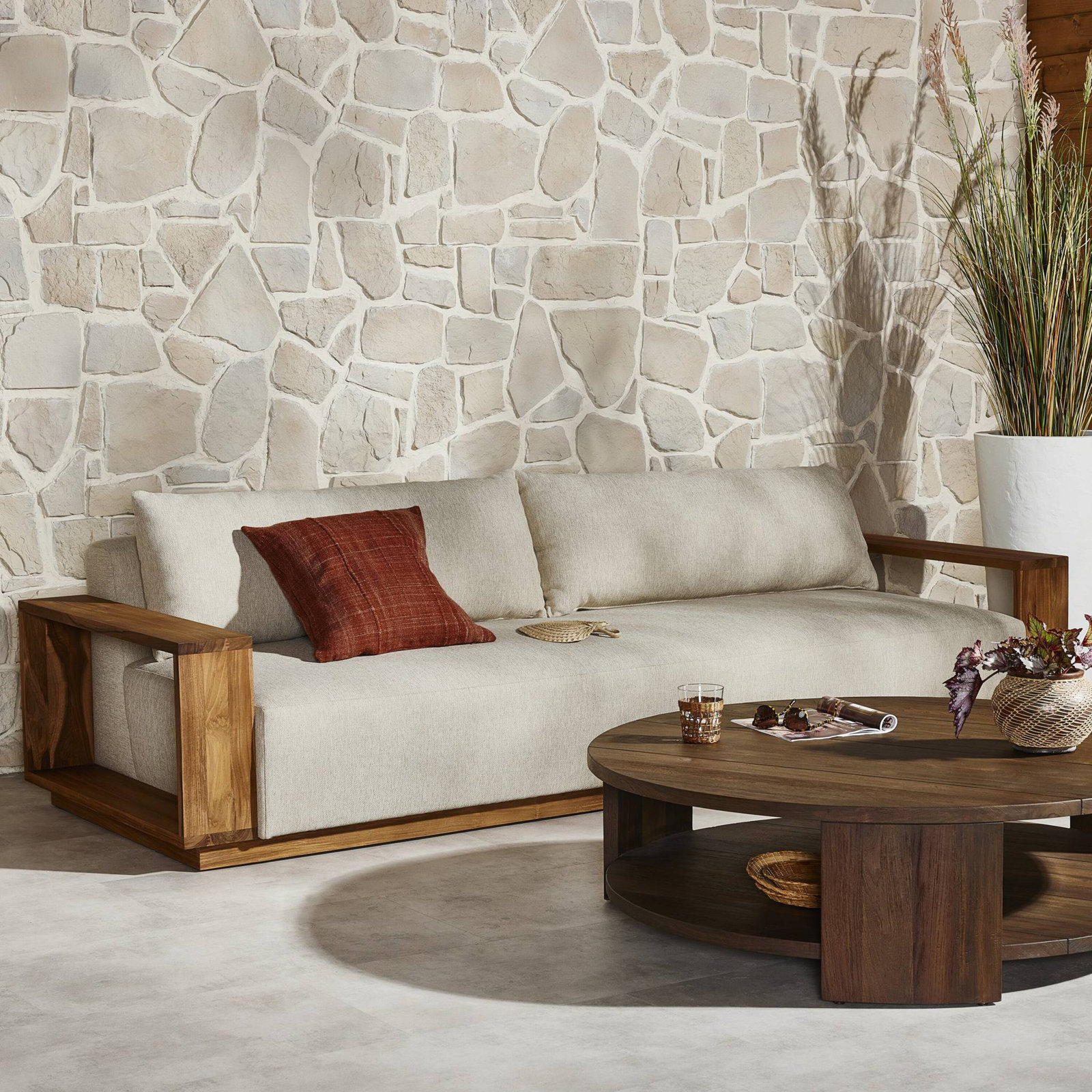 Mather Outdoor Metal Sofa-106", Ellor Beige