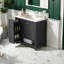 Ensemble de meuble-lavabo moderne noir avec lavabo en céramique, bois massif et panneau de fibres à densité moyenne, conception peu encombrante