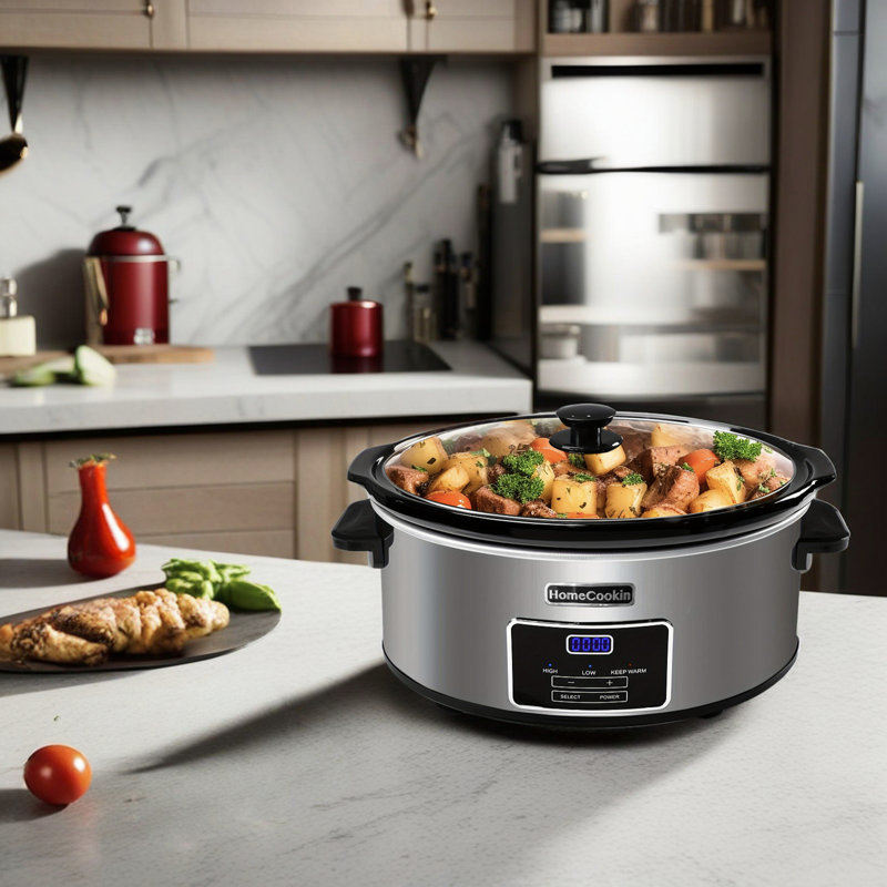 HomeCookin Programmable Slow Cooker 8QT Stainless Silver, Stainless Silver, 8 Qt