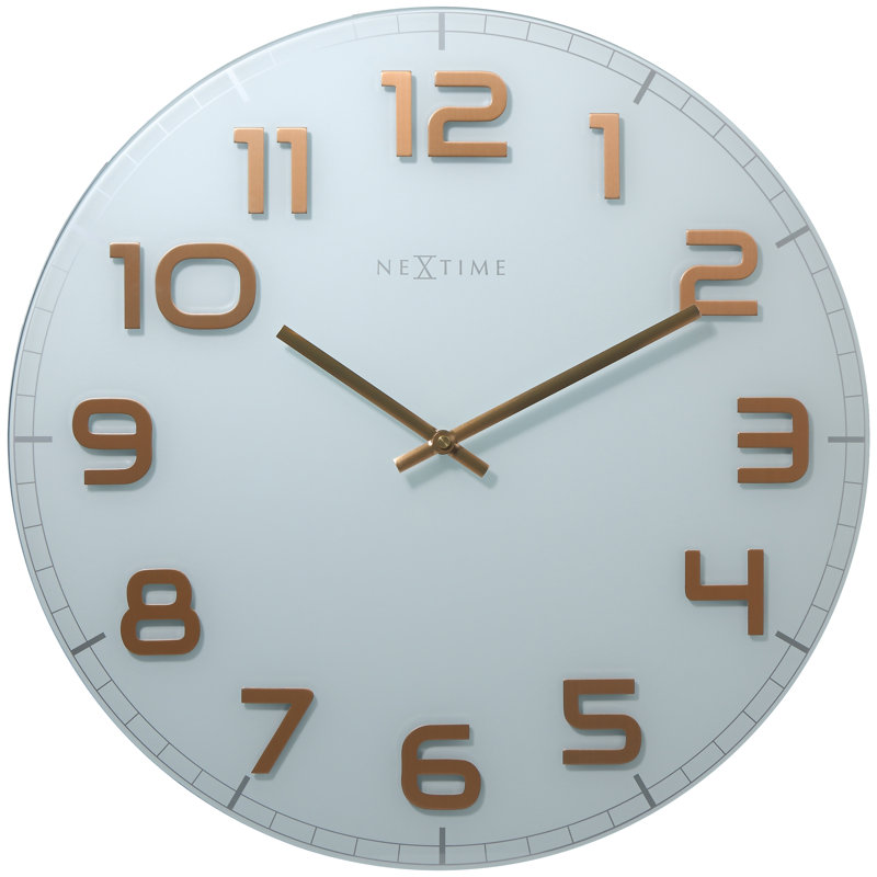 Horloge murale Broddie, Blanc / Cuivre