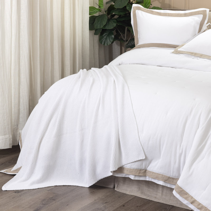 Eden Knitted Throw Blanket, White