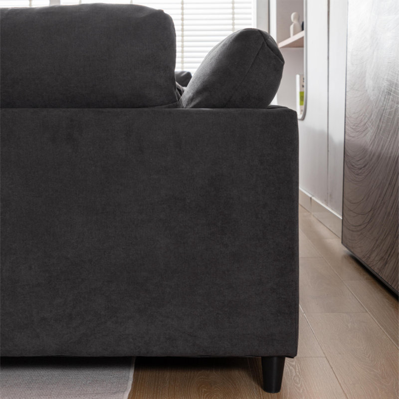 Godehard Upholstered U-Shaped Sectional Reversible, Dark Gray Polyester
