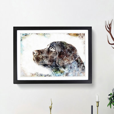 Chocolate Labrador Portrait in Abstract - Picture Frame Painting Print
