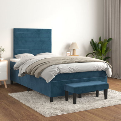 Lit sommier avec matelas Vidaxl bleu foncé